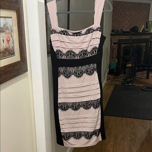 Elegant Black and Pink Lace Dress